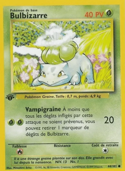 Carte Bulbizarre du Set de Base, numéro 44/102
