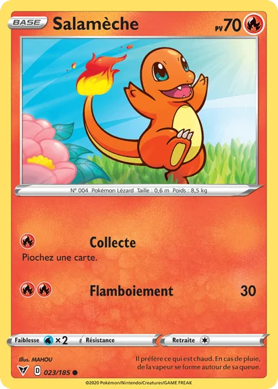 Carte Salamèche de l'extension Voltage Éclatant, un Pokémon de type Feu